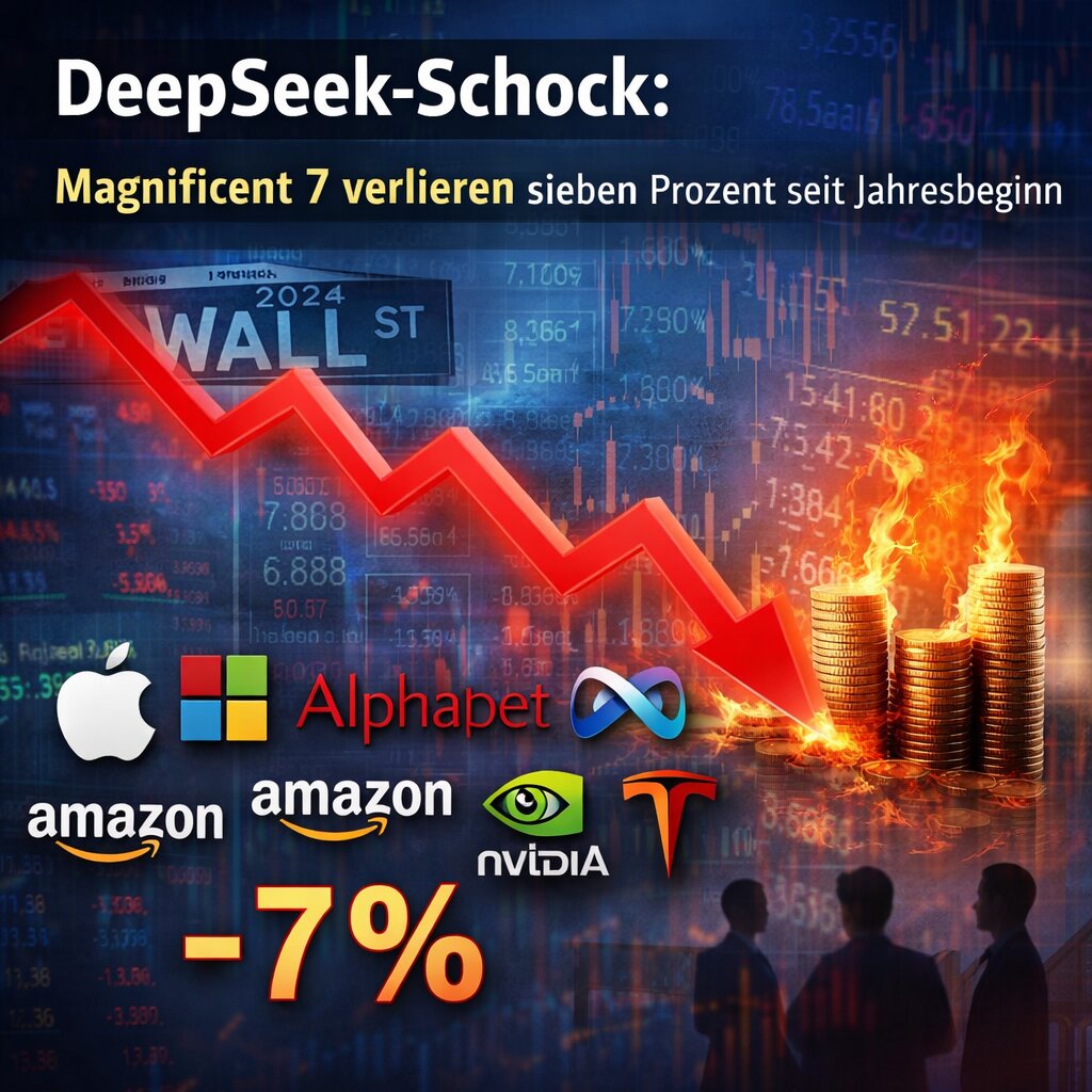 DeepSeek-Schock führt zu Kursverlusten bei Magnificent 7 Tech-Aktien