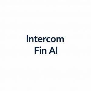 Intercom Fin AI in dunkelblauer Schrift auf weißem Hintergrund, minimalistisch und zentriert dargestellt